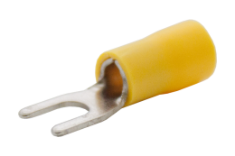 Наконечник вилочный сечение 4,0-6,0  кв.мм отверстие под М4 цвет желтый (1пакет/50шт) TRYMARKET