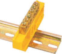 Шинка нулевая латунная на Din-опоре 8х12мм 12 отв. Цвет желтый TRYMARKET