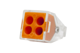 Зажим втычной 4-гнезда оранжевый макс.сечение 2,5  кв.мм 24 А (1пакет/50шт) TRYMARKET