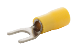 Наконечник вилочный сечение 4,0-6,0  кв.мм отверстие под М5 цвет желтый (1пакет/50шт) TRYMARKET