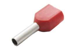 Наконечник штыревой втулочный изолир двойной сечение 1,0 кв.мм длина 8мм цвет красный (1пакет/50шт) TRYMARKET