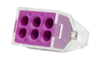 Зажим втычной 6-гнезд фиолетовый макс.сечение 2,5  кв.мм 24 А (1пакет/50шт) TRYMARKET
