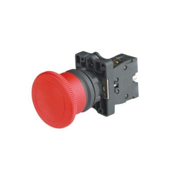 Кнопка грибок "СТОП" с фиксацией и поворотом  красная IP65 ф40мм